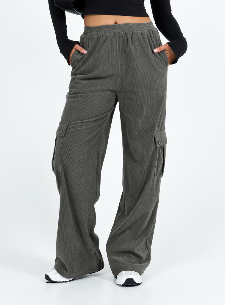 Lista Cord Elastic Pocket Pants Grey