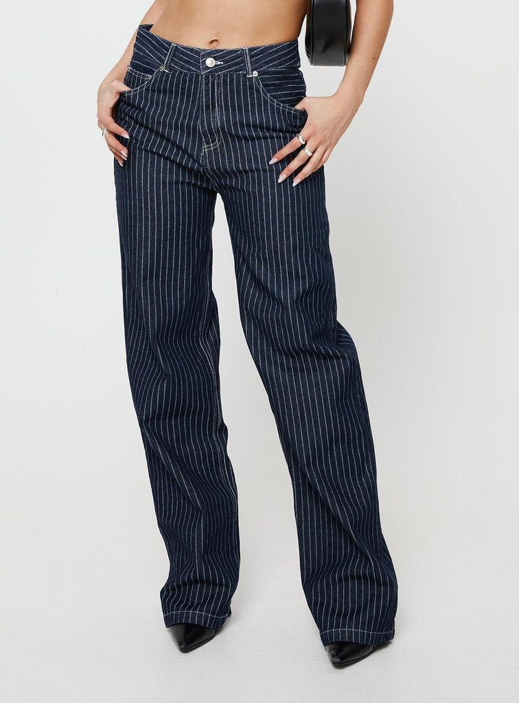 High waisted store pinstripe jeans