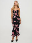 Floral maxi dress Mesh material, v neckline, adjustable straps, invisible zip fastening Good stretch, fully lined  Princess Polly Lower Impact 