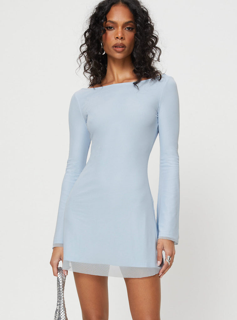Lukea Long Sleeve Mini Dress Blue Princess Polly