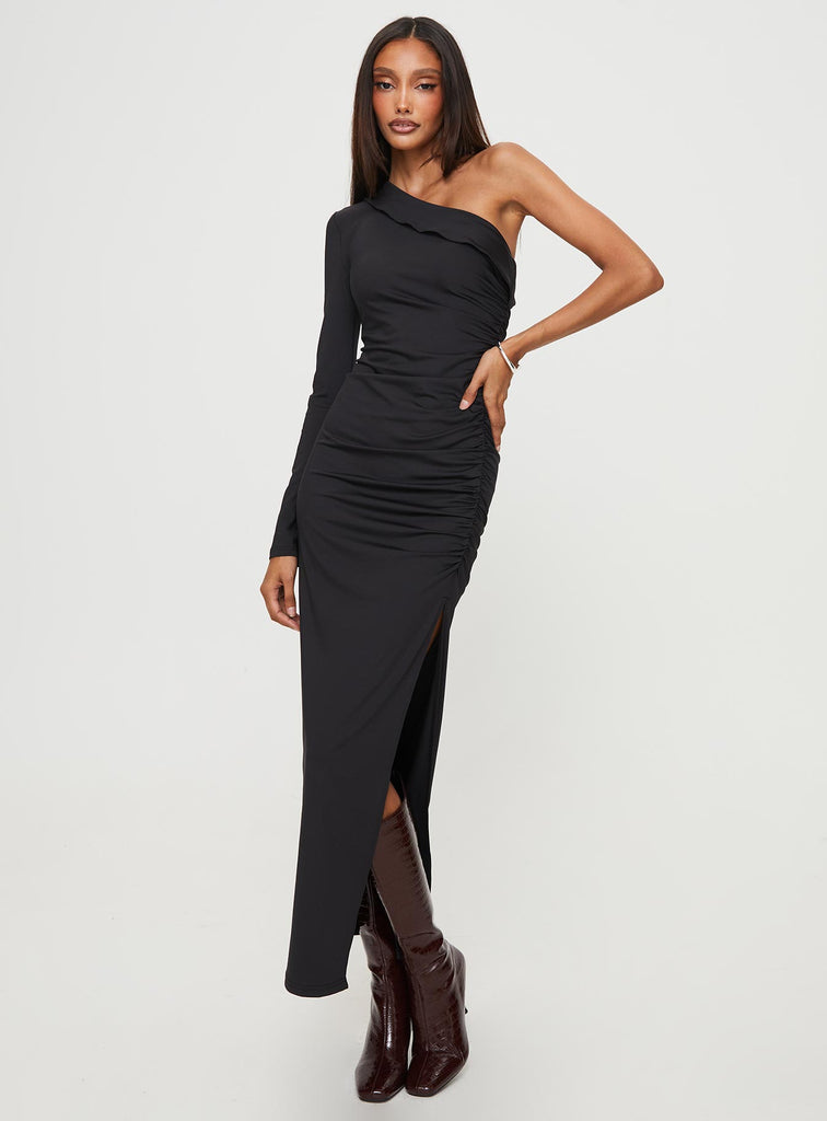 Long sleeve one shoulder maxi clearance dress