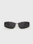 Silver-toned sunglasses Metal frame, brown tinted lenses, silicone nose pads