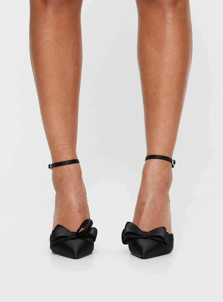 Black bow heel shoes best sale