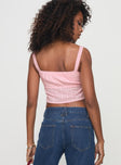 Crop top Elasticated shoulder straps, square neckline, hook & eye fastening at bust Non-stretch material, lined bust