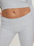 back view of model wearing Princess Polly Closed Eyes Flared Pant Grey Low Rise Pants