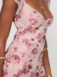 Floral mini dress Cap sleeve, v-neckline Good stretch, fully lined 