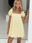 Yello Mini dress Puff sleeve, square neckline, low back with tie fastening