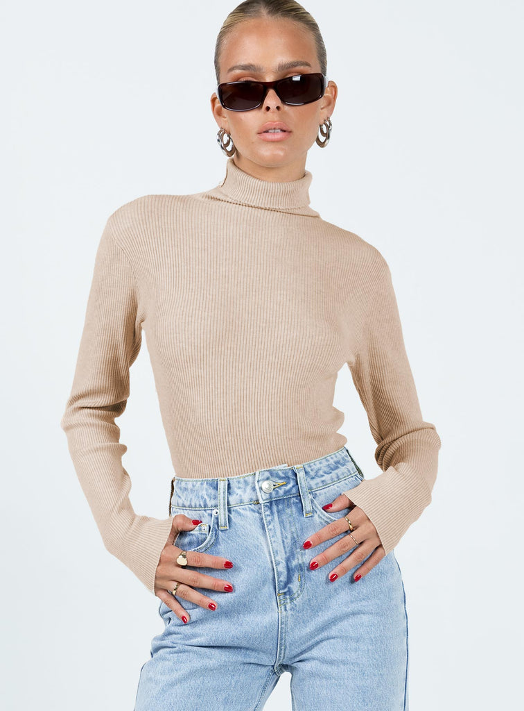 Elysium Long Sleeve Turtleneck Top Bone