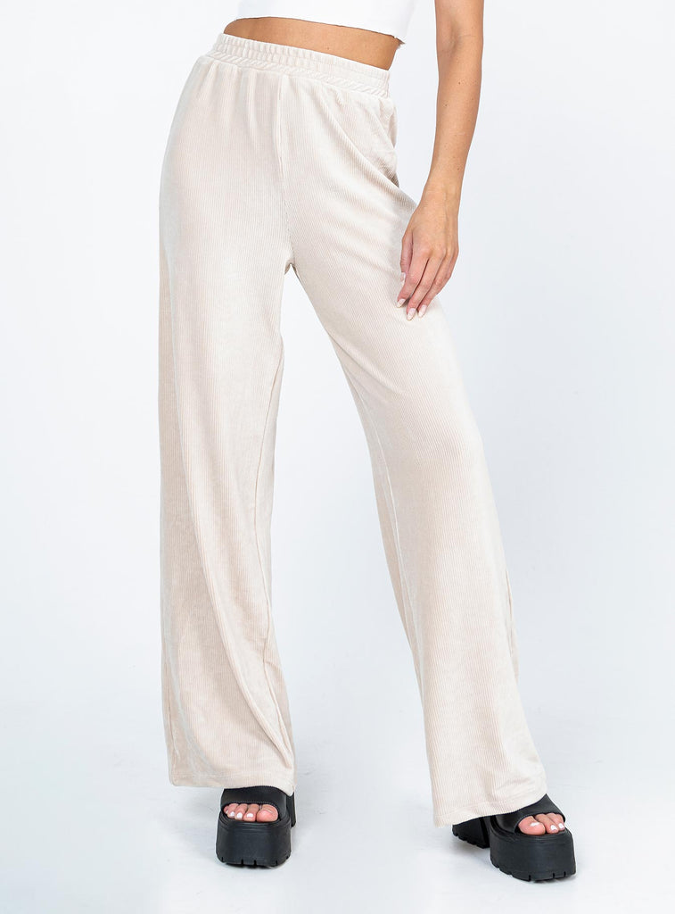 WHITE RIBBED PALAZZO PANT SET – L'ABEYE