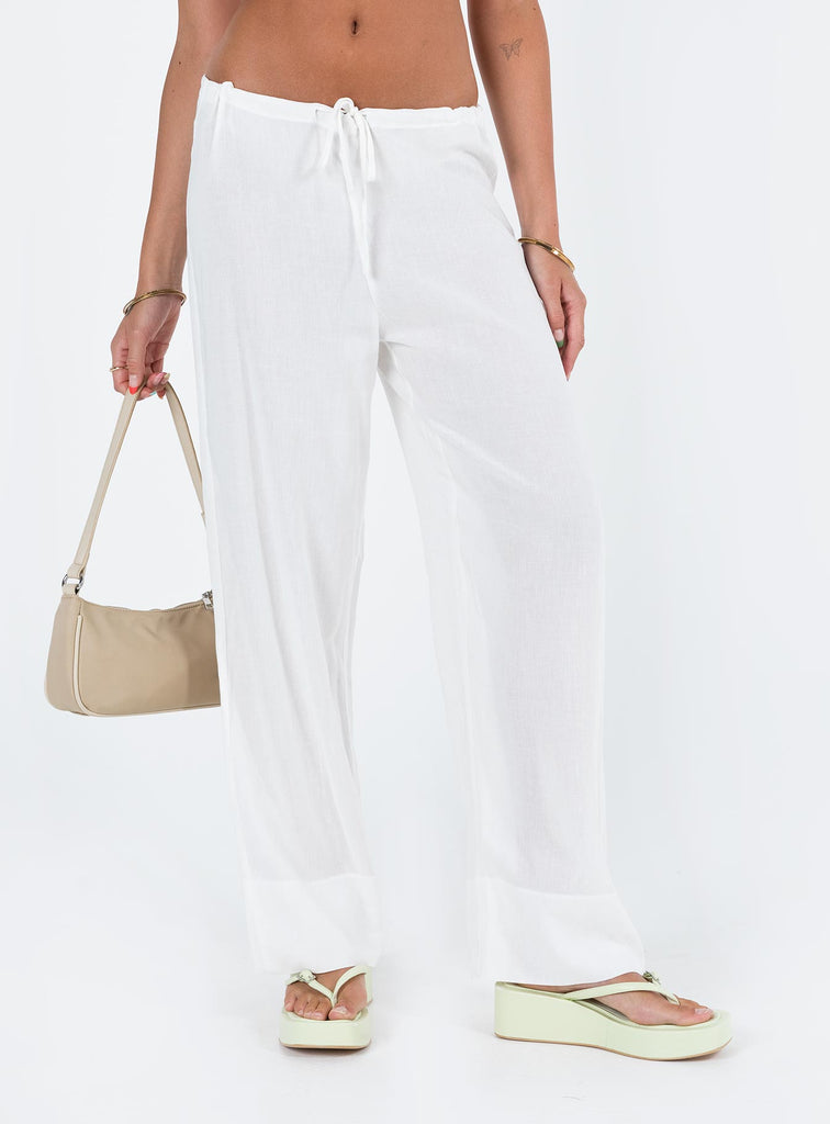 White cotton 2024 beach pants