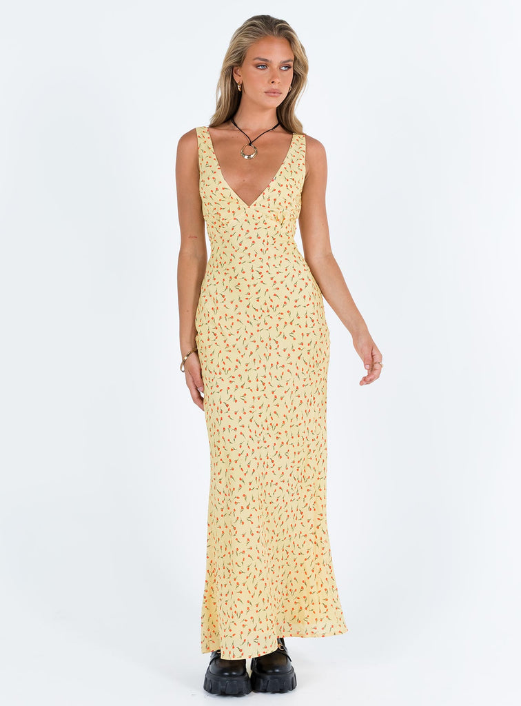 Nellie Maxi Dress Yellow Red Floral