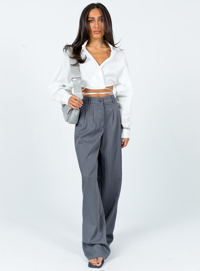 Grey pinstripe trousers store womens