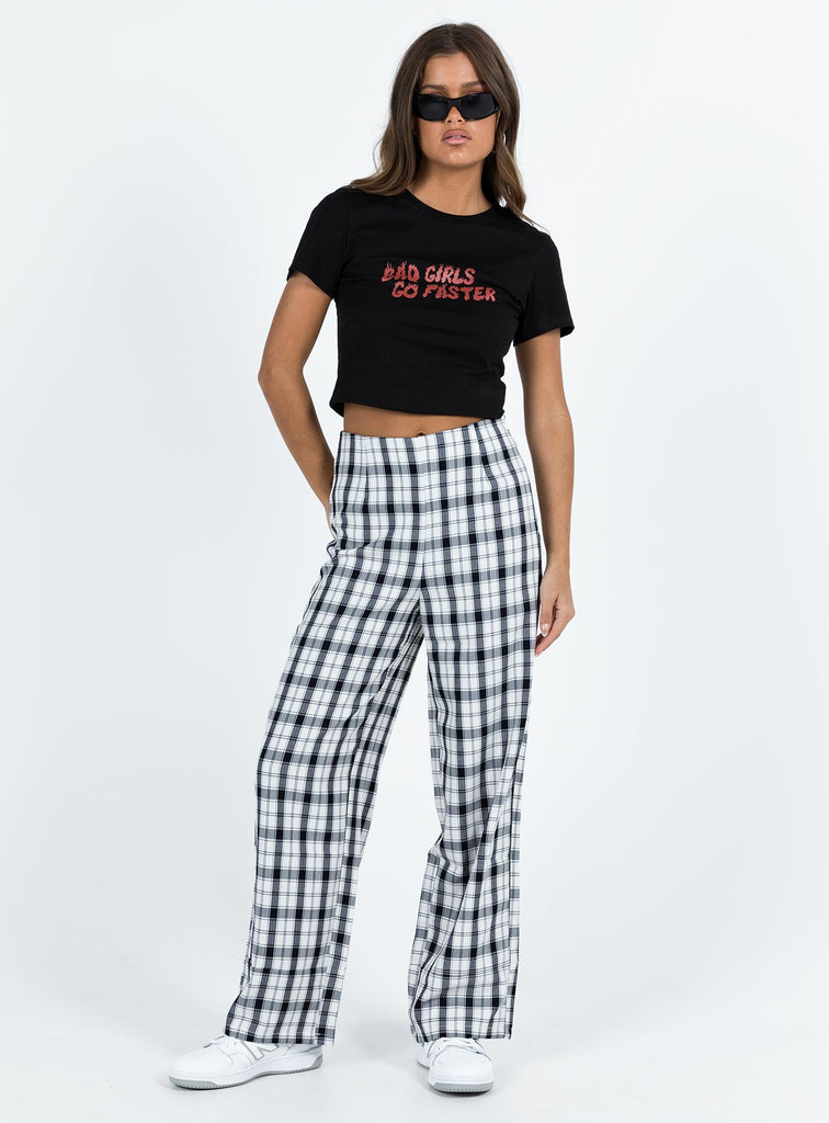 Plaid pants best sale black and white