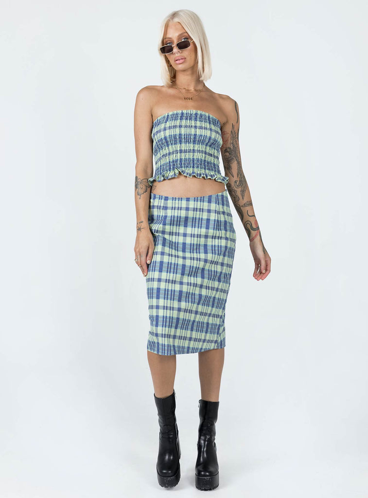 Motel Harriet Skirt Colourpop Check Blue