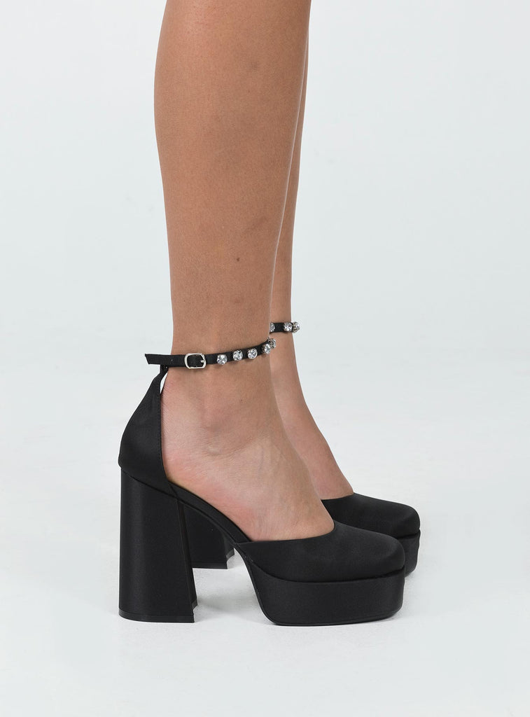 Black platform heels sales with ankle strap