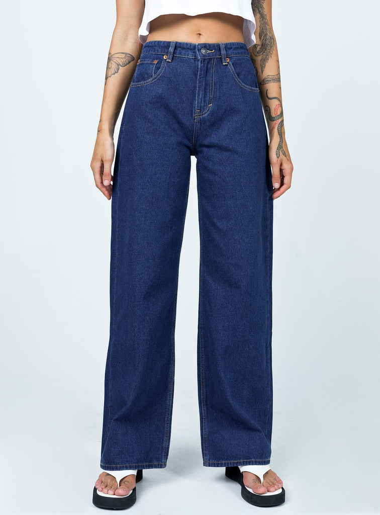 Motel Extra Wide Jeans Indigo Blue Princess Polly