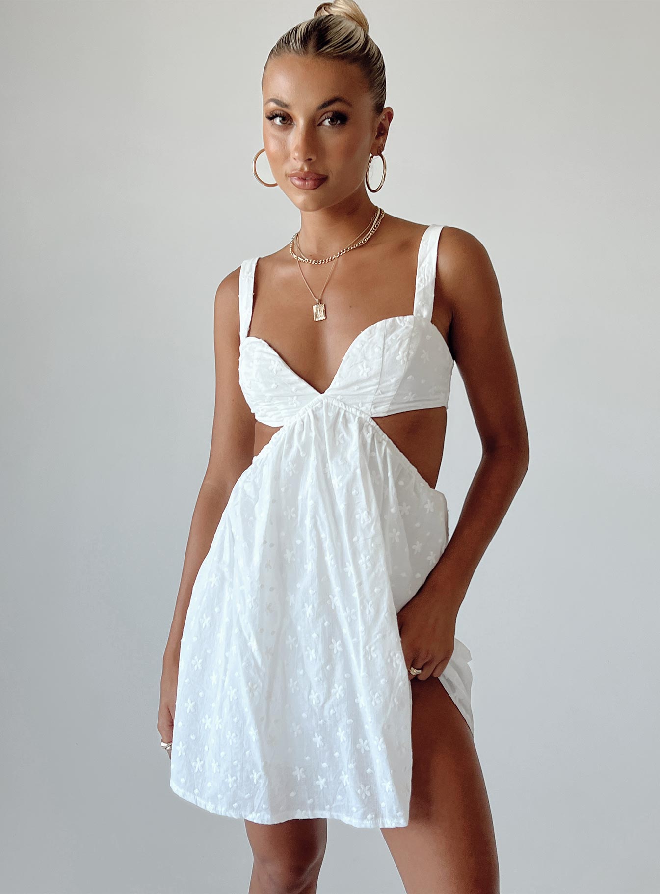 product Princess Polly Square Neck Square Neck Square Neck  Khalia Mini Dress White