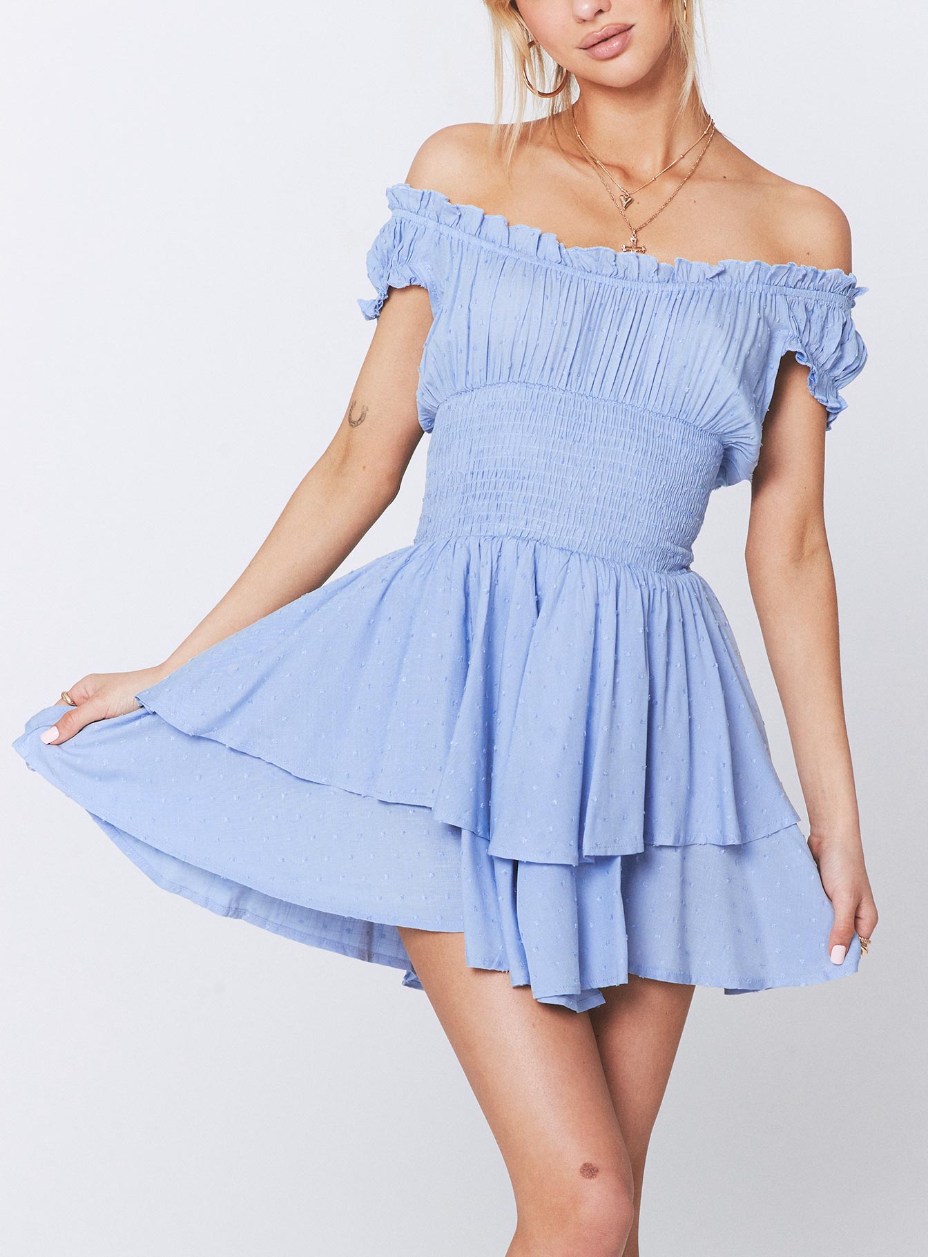 Light blue romper on sale dress