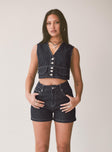 Rathlyn Pinstripe Shorts Dark Denim Princess Polly high-rise 