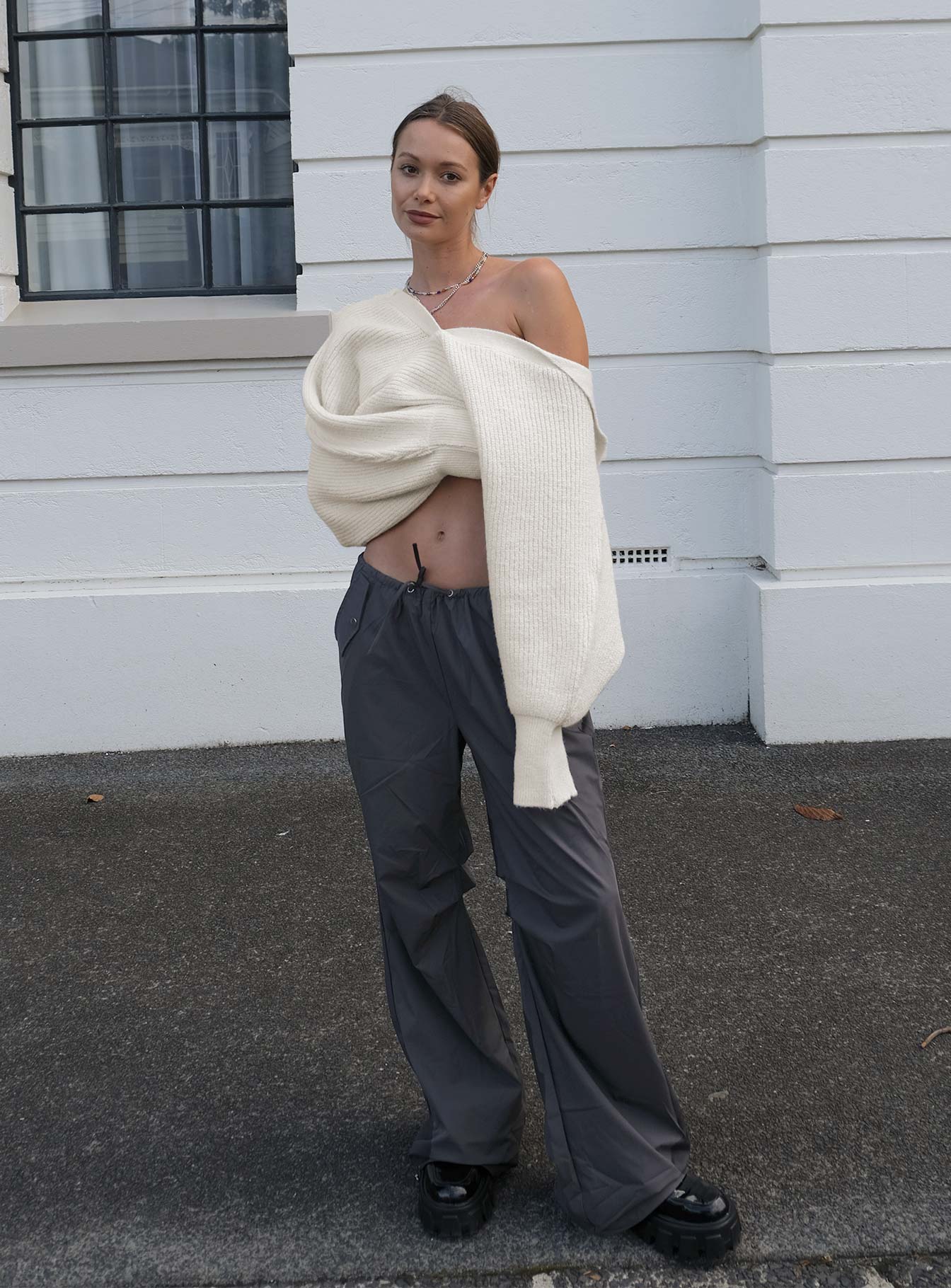 product Princess Polly High Waisted Pants  Snow Parachute Pants Slate