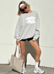 Princess Polly Crew Neck Sweatshirt Bubble Text Grey / Cloud White Princess Polly  Cropped 