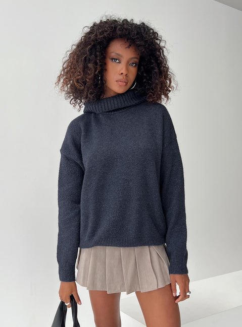 Oswin Turtleneck Sweater Navy Princess Polly  long 