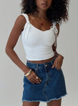 front view of model wearing Princess Polly Koltone Bow Top White Sleeveless V-Neck 