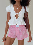 product Back To It Boxer Shorts Pink Gingham Princess Polly Low Rise Shorts 