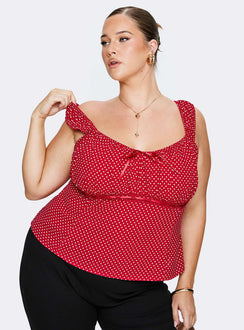 Garconne Top Red Polka Curve