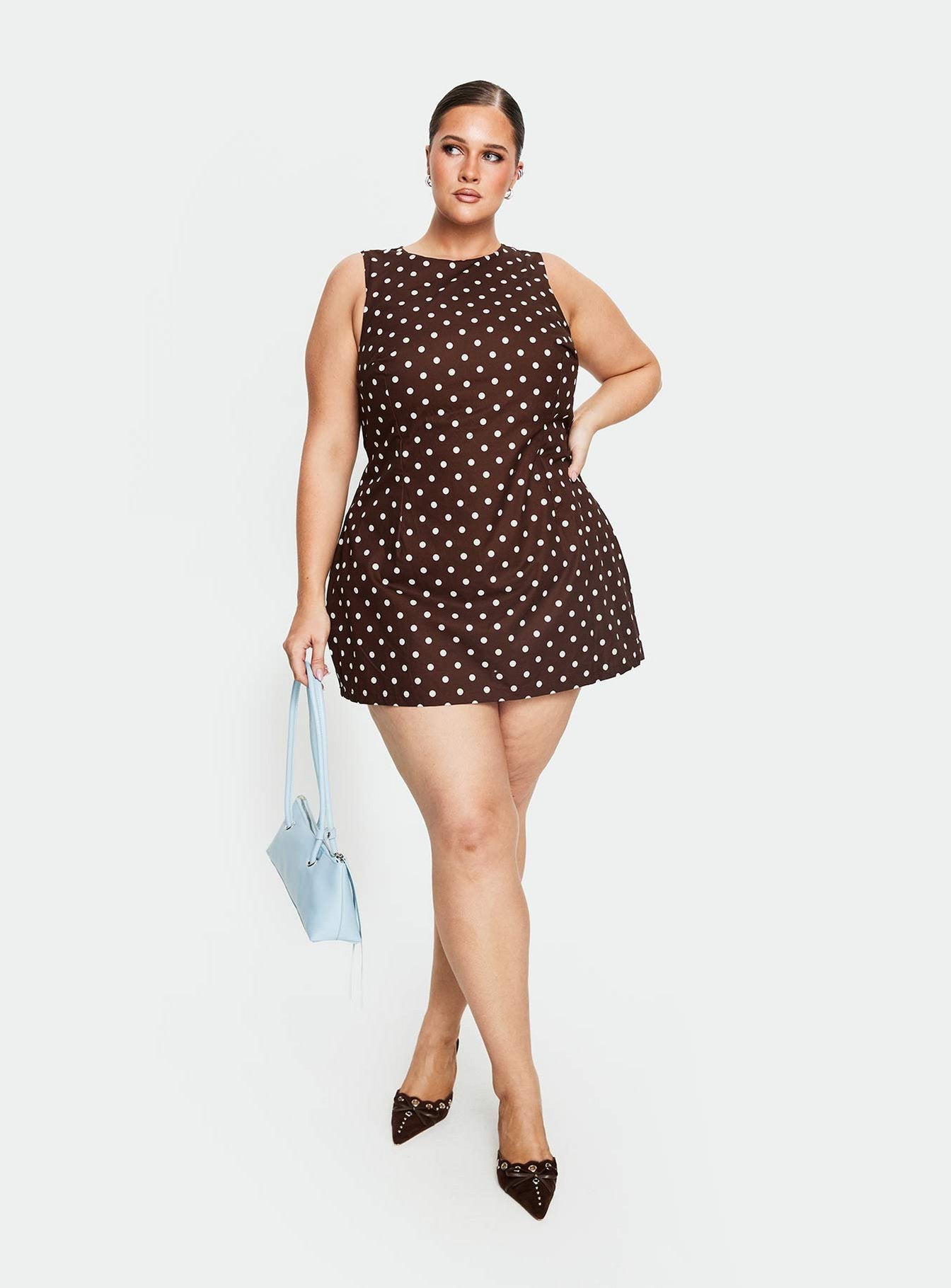 Yumiko Romper Brown Polka Curve