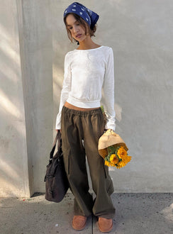 Scarletta Ultra Wide Elasticated Waist Cargo Pants Khaki