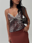 front view of model wearing Princess Polly Karena Longer Top Multi Sleeveless Plunger 