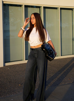 Ramos Low Rise Wide Leg Jeans Dark Grey Wash