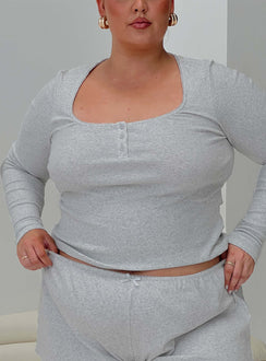 Sleepytea Rib Sleep Long Sleeve Top Grey Curve