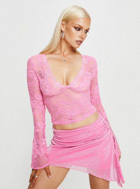 Donelli Asymmetric Mini Skirt Pink Princess Polly