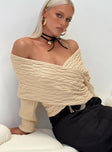 Tamas Wrap Front Sweater Beige Princess Polly  Cropped 