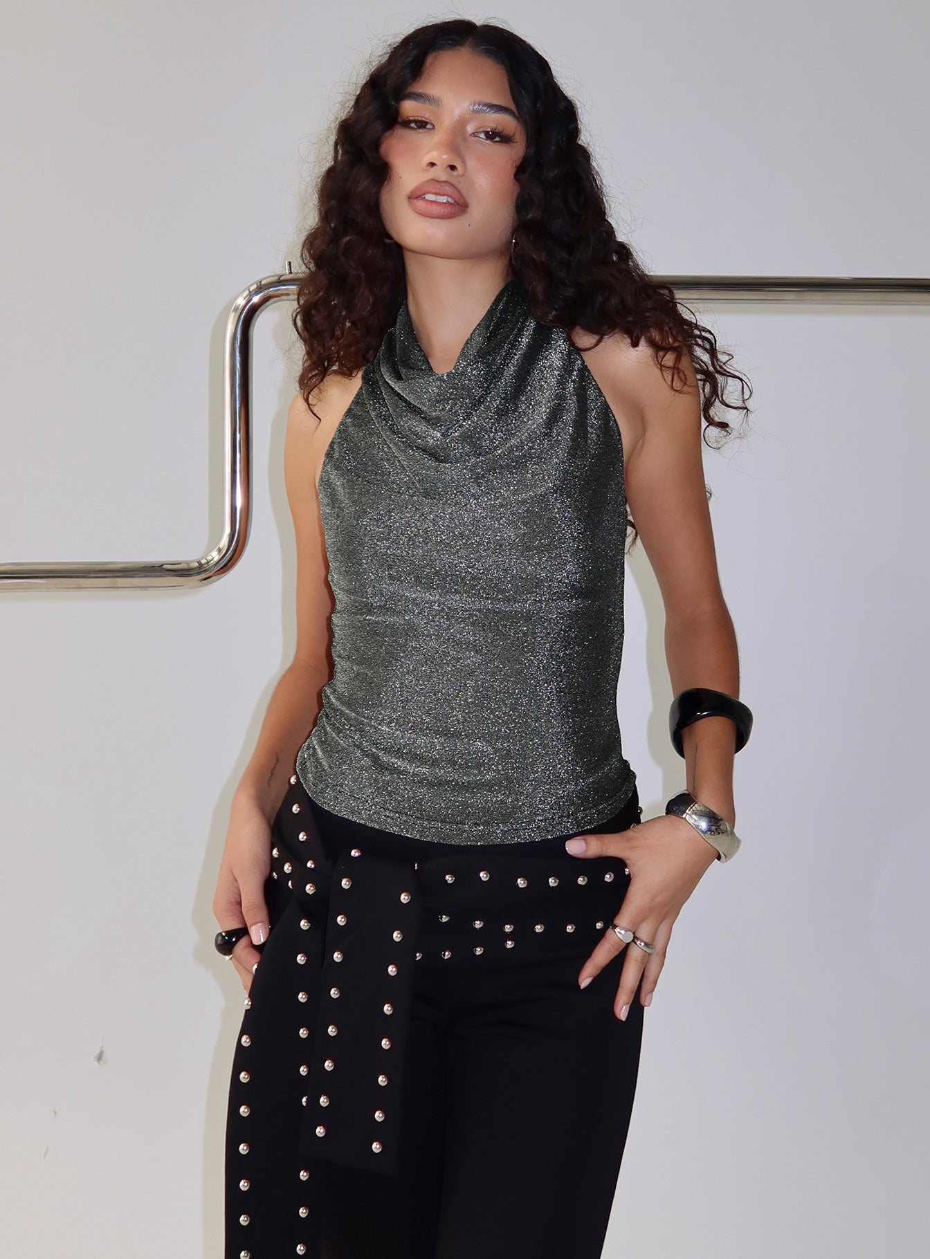 Giggle Top Charcoal Shimmer