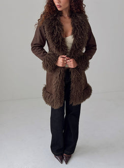 Josefina Jacke mit Kunstpelzdetails Schoko