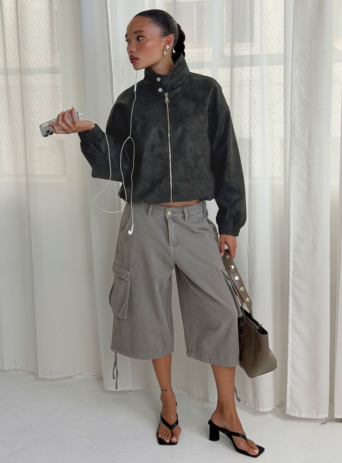 Hudsen Longline Cargo Shorts Anthrazit
