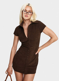 Cottesloe Corduroy Mini Dress Chocolate