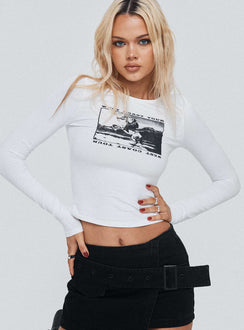 product Princess Polly Full Sleeves High Neck  West Coast Tour Long Sleeve Top White