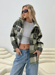 Veera Plaid Shacket Sage