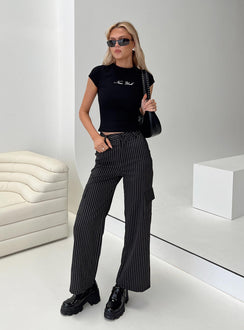 product Princess Polly High Waisted Pants  Katow Cargo Pants Black Stripe