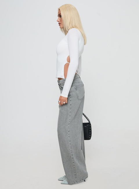 Ellanor Low Rise Straight Leg Jean Washed Grey