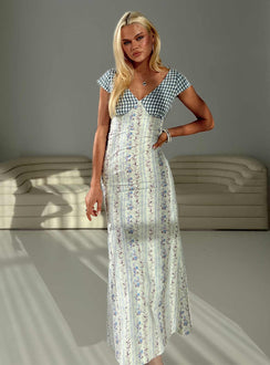 front view of model wearing Princess Polly Saije Maxi Dress Multi Floral V-Neck 