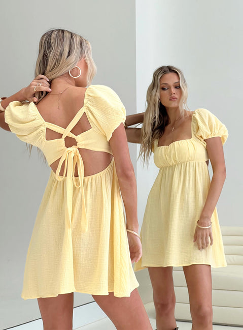 product Princess Polly Square Neck  Let's Dance Mini Dress Yellow