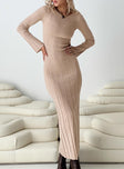 product Princess Polly Crew Neck  Tesha Long Sleeve Knit Maxi Dress Beige