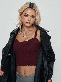 product Princess Polly Sleeveless Square Neck  Dalma Twist Top Wine