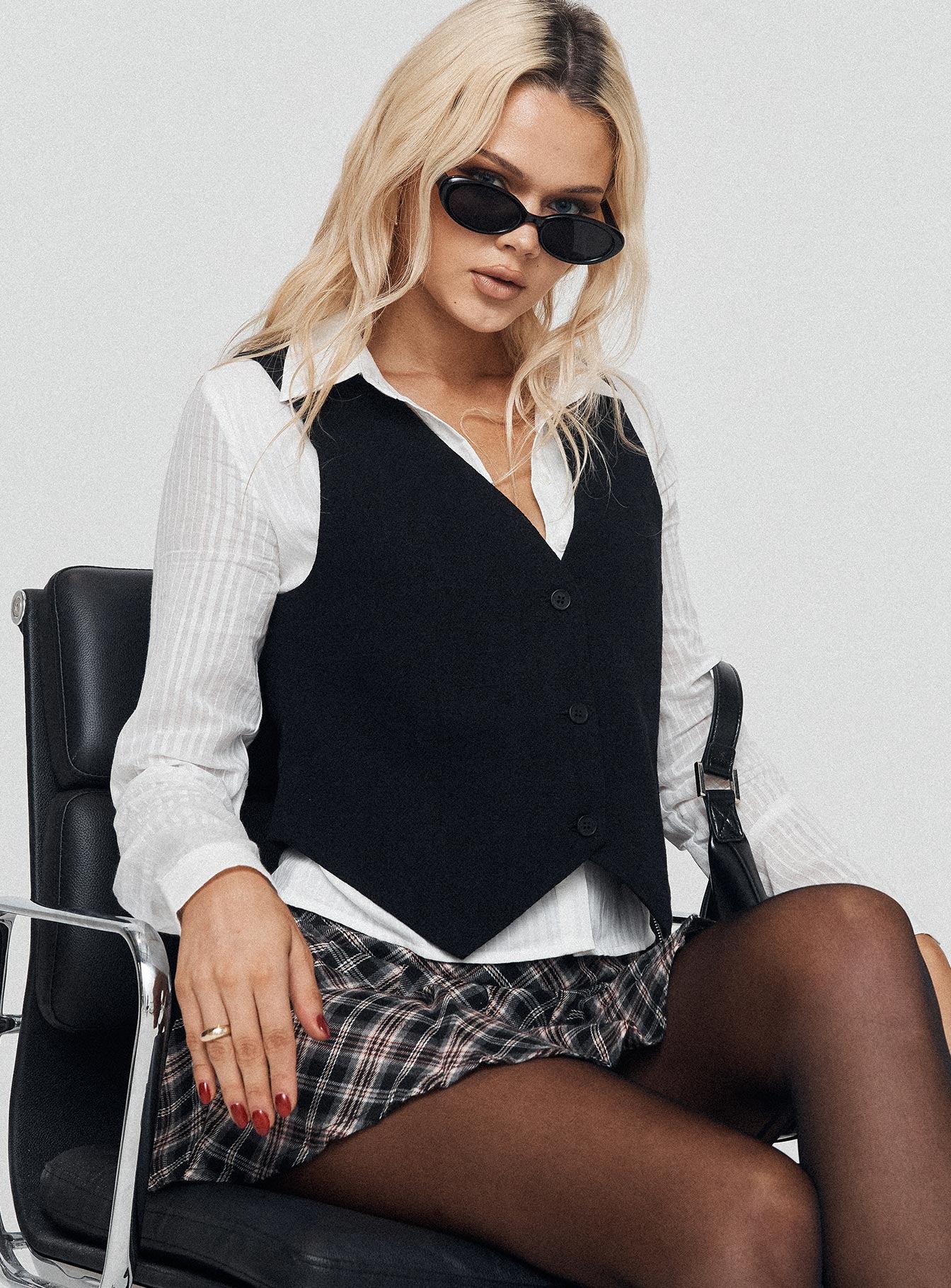 product Princess Polly Sleeveless Asymmetric Neckline  Leo Vest Black