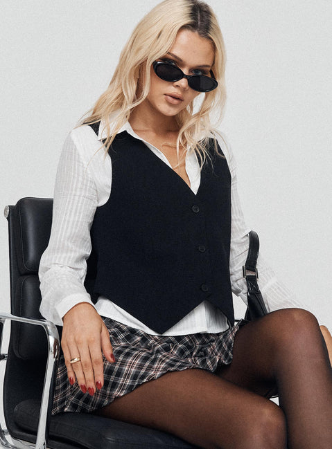 product Princess Polly Sleeveless Asymmetric Neckline  Leo Vest Black